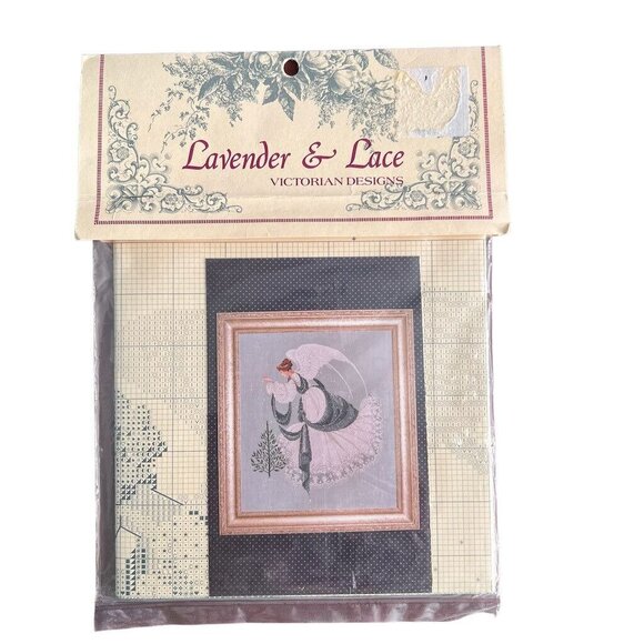 Vtg Cross Stitch Lavender Lace Ice Angel Pattern 22 Victorian Designs - Picture 1 of 5